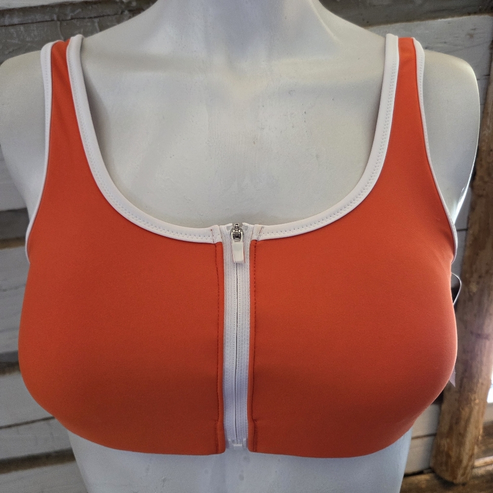 Orange Zip-Front Sports Bra